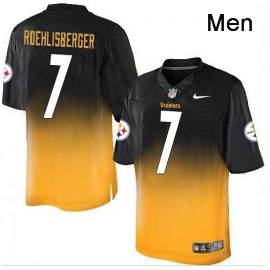 Mens Nike Pittsburgh Steelers 7 Ben Roethlisberger Elite BlackGold Fadeaway NFL Jersey